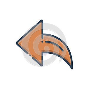 Color illustration icon for Backarrow, direction and pointer