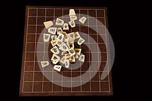 Backboard and pieces of Shogi