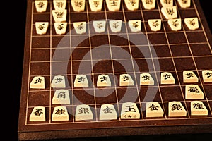 Backboard and pieces of Shogi