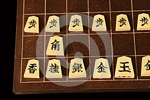 Backboard and pieces of Shogi