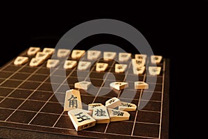 Backboard and pieces of Shogi