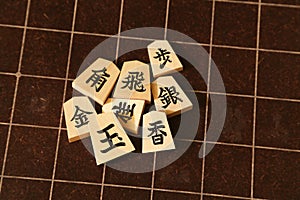 Backboard and pieces of Shogi