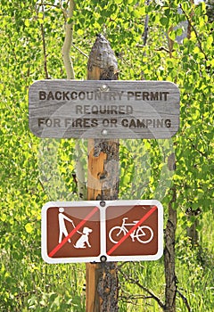 Backcountry permit sign