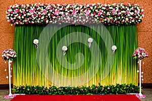 Backdrop flowers for wedding ceremony