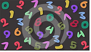 Backdrop numbers 0 to 9 children`s motifs
