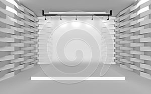 Backdrop in room with abstract serration wall