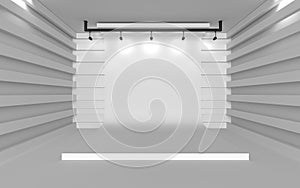 Backdrop in room with abstract serration wall