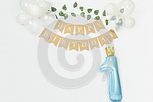 Backdrops for celebration of 1 year baby,with white balloons