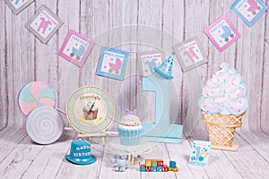 Backdrops for celebration of 1st year baby, boy & girl, smash the cake photo session