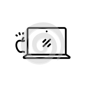 Black line icon for Backed, microcomputer and technology photo