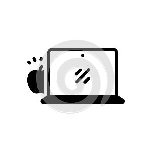 Black solid icon for Backed, microcomputer and wireless photo