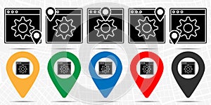 Backend, coding icon in location set. Simple glyph, flat illustration element of web design development theme icons