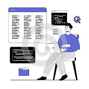 Backend development coding and programming. Programmer and engineering write code. Software developer. Vector