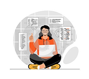 Backend development and programming. Programmer coding and testing program code, creating apps, working on computer