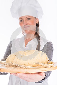 Backer with bread dough