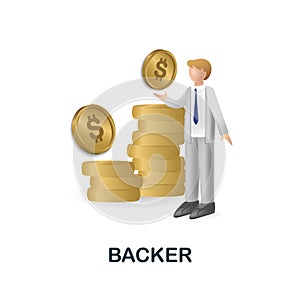 Backer icon. 3d illustration from crowdfunding collection. Creative Backer 3d icon for web design, templates