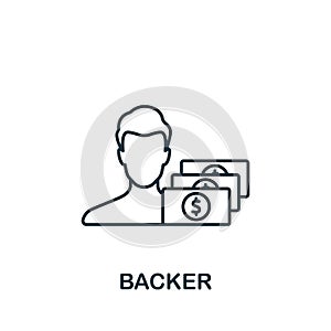 Backer icon. Line simple Crowdfunding icon for templates, web design and infographics