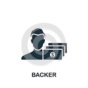 Backer icon. Monochrome simple Crowdfunding icon for templates, web design and infographics