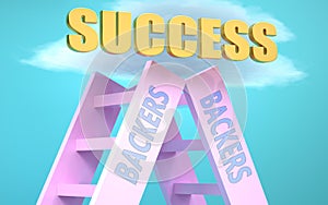 Backers ladder that leads to success high in the sky, to symbolize that Backers is a very important factor in reaching success in