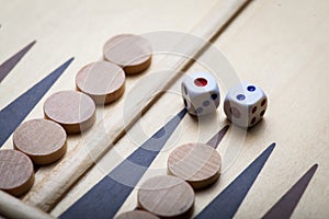 Backgammon board and dice