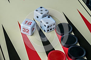 Backgammon Board with Dice and checkers