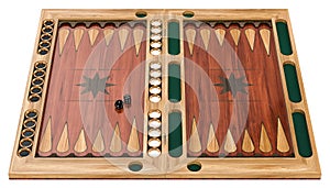 Backgammon, board game. 3d rendering photo