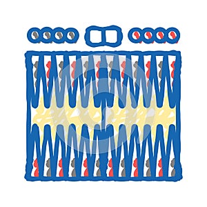 backgammon game board table icon doodle illustration
