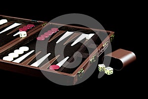 Backgammon Game Isolated on a Black Surface
