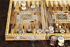 Backgammon game with two dice