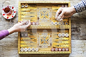 Backgammon game with two dice