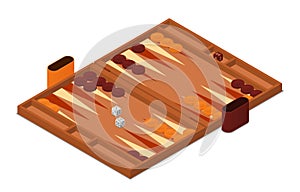 Backgammon game isometric illustration