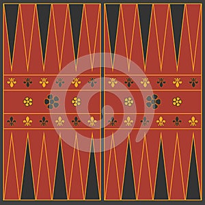 Backgammon playing field in the medieval style. Vector graphics.