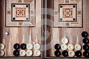 Backgammon Wood Game Board and Dices