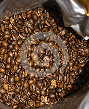 Backgrond of Coffee Beans In A Bag