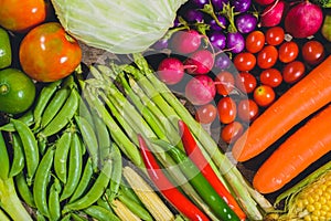 Backgroud of fresh food tasty and healthy varis vegetables are on the wooden table