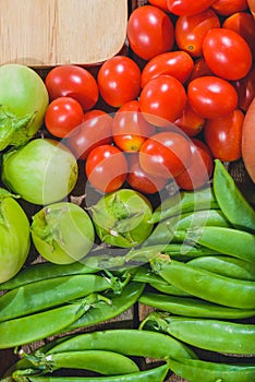Backgroud of fresh food tasty and healthy varis vegetables are on the wooden table