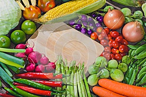 Backgroud of fresh food tasty and healthy varis vegetables are on the wooden table