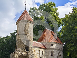 Backgroud Viru Gate in the old town of Tallinn