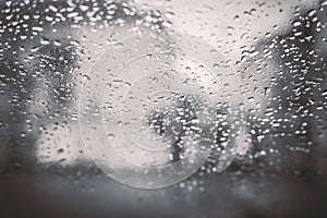 Backgrouds of water drops on the car windshield