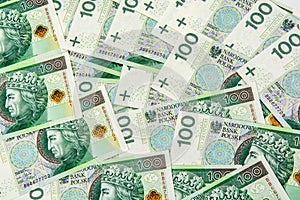 Background of 100 PLN banknotes