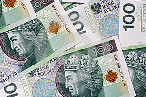 Background of 100 PLN (polish zloty)