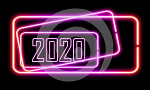 Background of 2020 with neon light