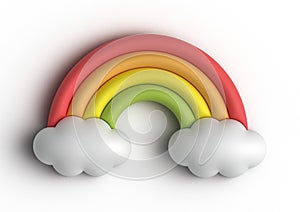 Background 3d rainbow with clouds with shadow in the air colorful rainbow air swirl illustration