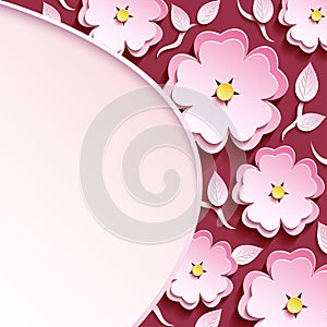 Background with 3d sakura and leaves