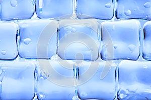 Background of abstract blue ice cubes
