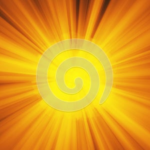 Background with abstract explosion or hyperspeed warp sun God rays. Bright orange yellow light strip burst, flash ray