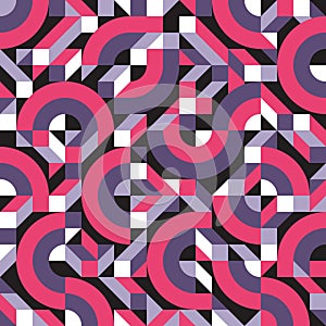 Background abstract geometric vector seamless pattern in fashion retro style for fabric, paper print and website backdrop.