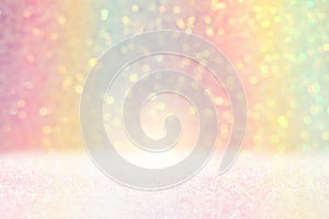 Background of abstract glitter lights. multicilor blue, pink, gold, purple and mint. de focused. banner