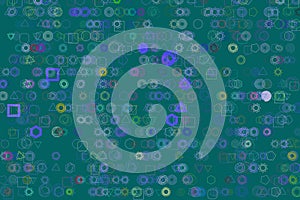 Background abstract mixed pattern for design. Bubbles, square, web & shape.