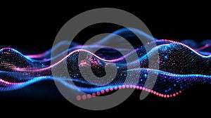 The background is an abstract technology image generated by computer, shaped like a sci-fi network